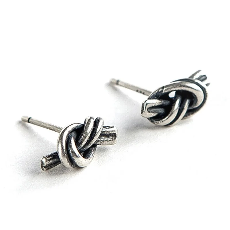 S925 стерлингового серебра креативная ретро серьги гвоздики Earstud унисекс пара