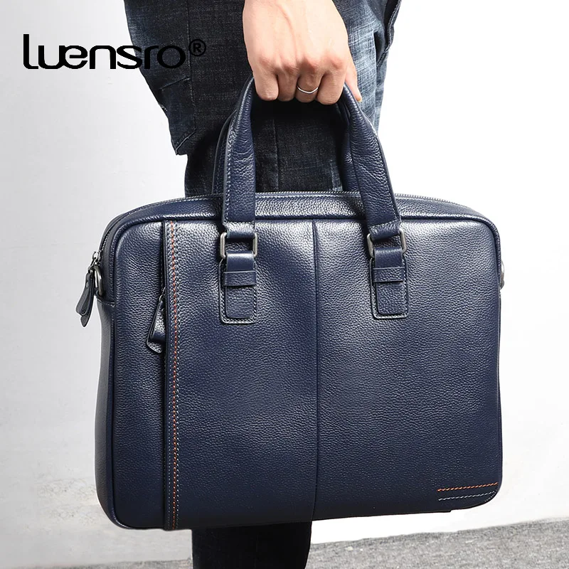 Портфель LUENSRO мужской из 100% натуральной кожи модная Вместительная деловая сумка