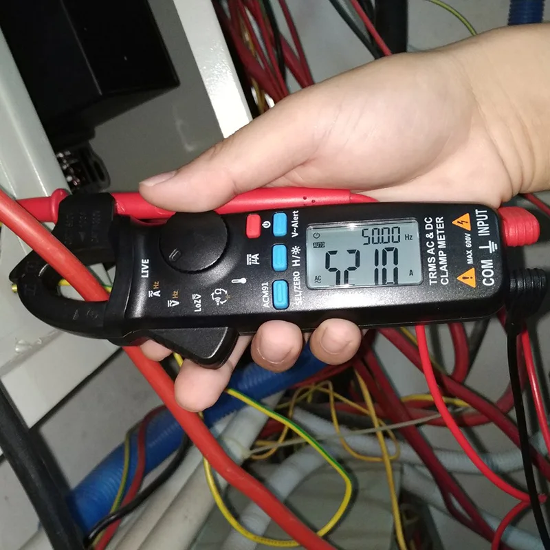 

ACM91 Digital AC/DC Current Clamp Meter Auto-Range TRMS 6000 Counts Multimeter Live Check NCV Frequency Capacitor Testers Best