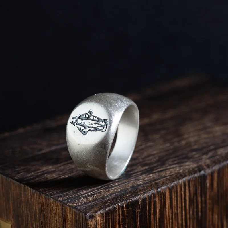 S990 чистое серебро матовое кольцо для женщин христианское простое ювелирное