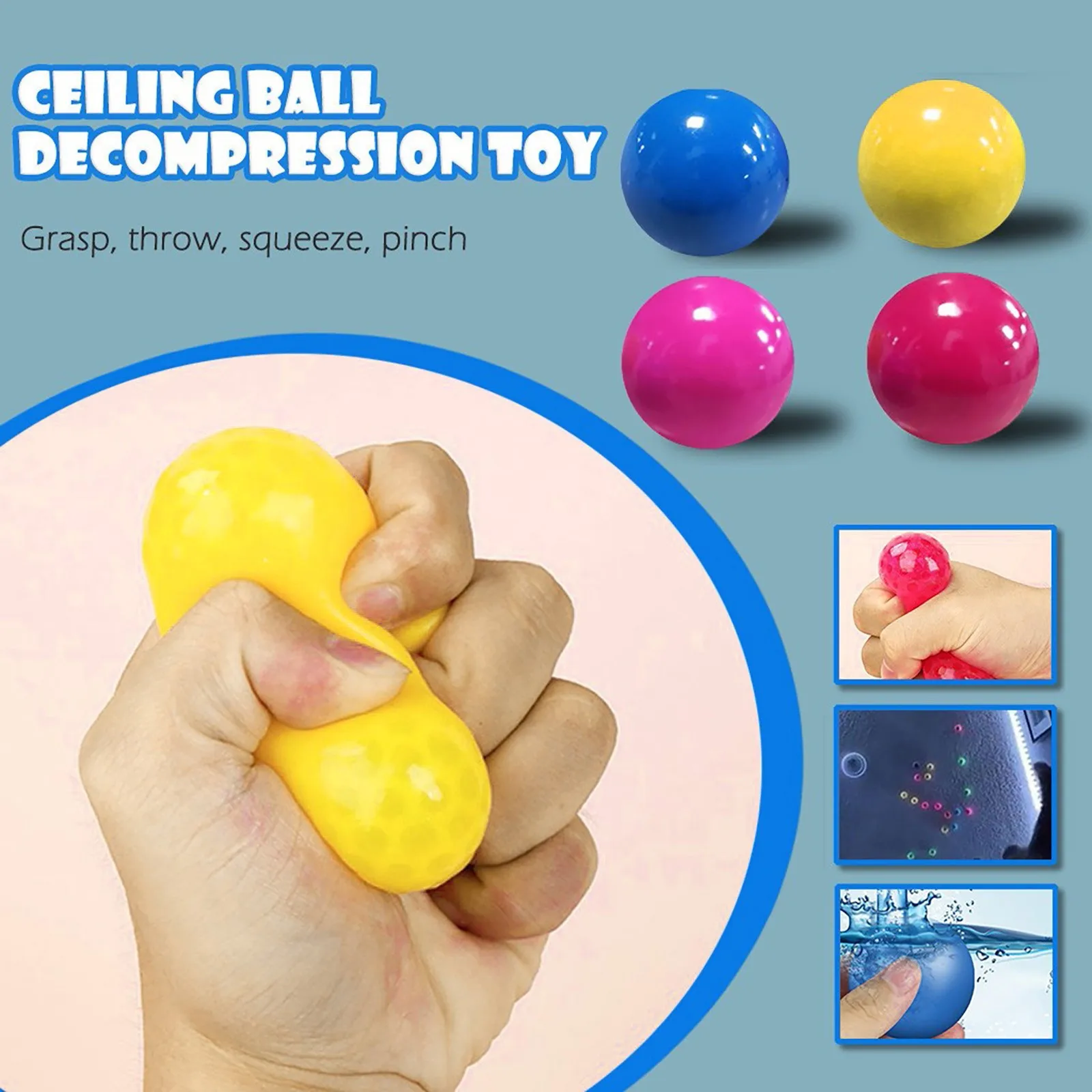 

Sticky Balls Fluorescent Sticky Wall Ball Sticky Target Ball Decompression Toy Kids Gift 10ml Stress Relief Balls For Kids