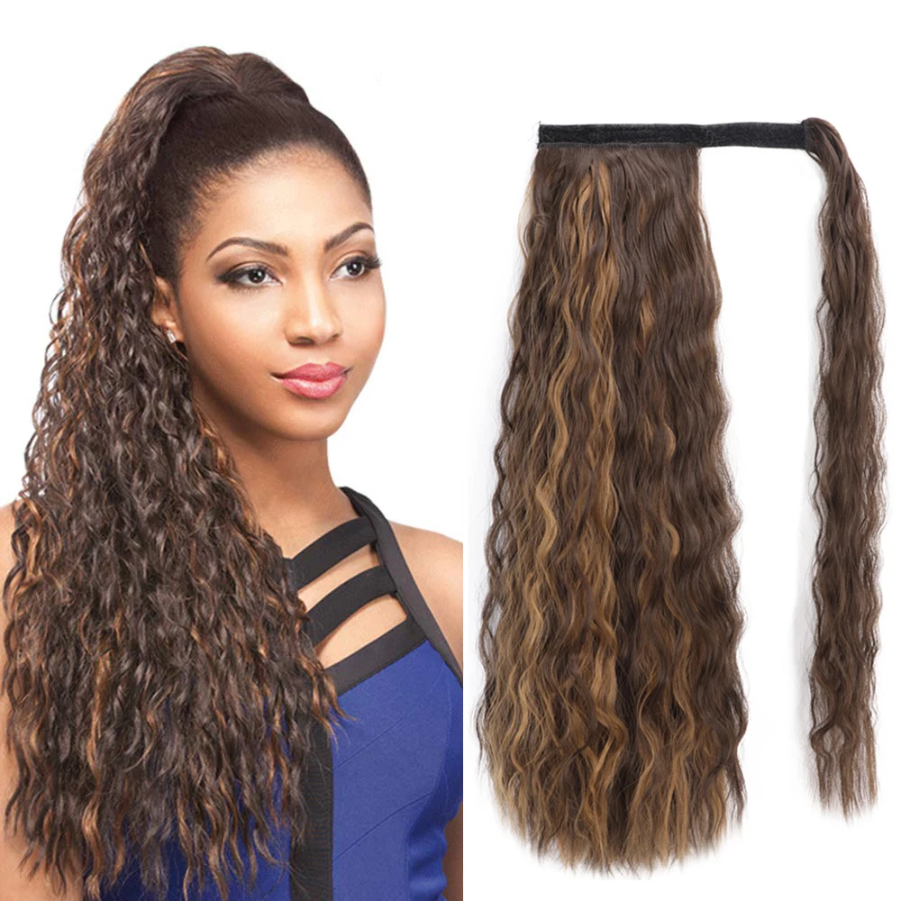 Длинный кукурузный хвост 22 дюйма волнистый Омбре/чистый синтетический конский