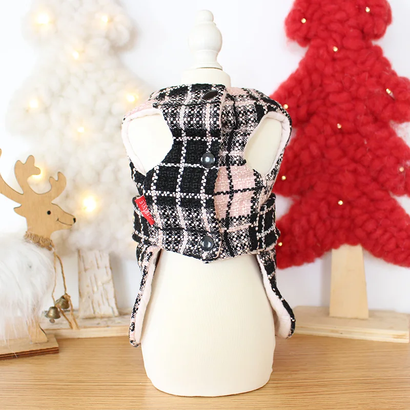 Милое зимнее платье в клетку для маленьких собак и щенков принцессы домашних