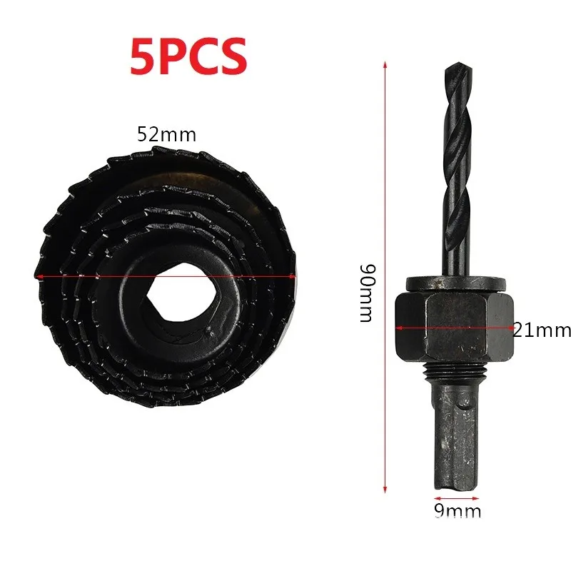 

5 Pcs Wood Hole Saws Bit 31-52mm Bi-Metal Hole Opening Tools For Woodworking DIY Cutting Tools Wood Cutter