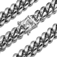 8 18mm charming 316l stainless steel silver color miami cuban curb link chain necklace or bracelet mens womens jewelry 7 40inch