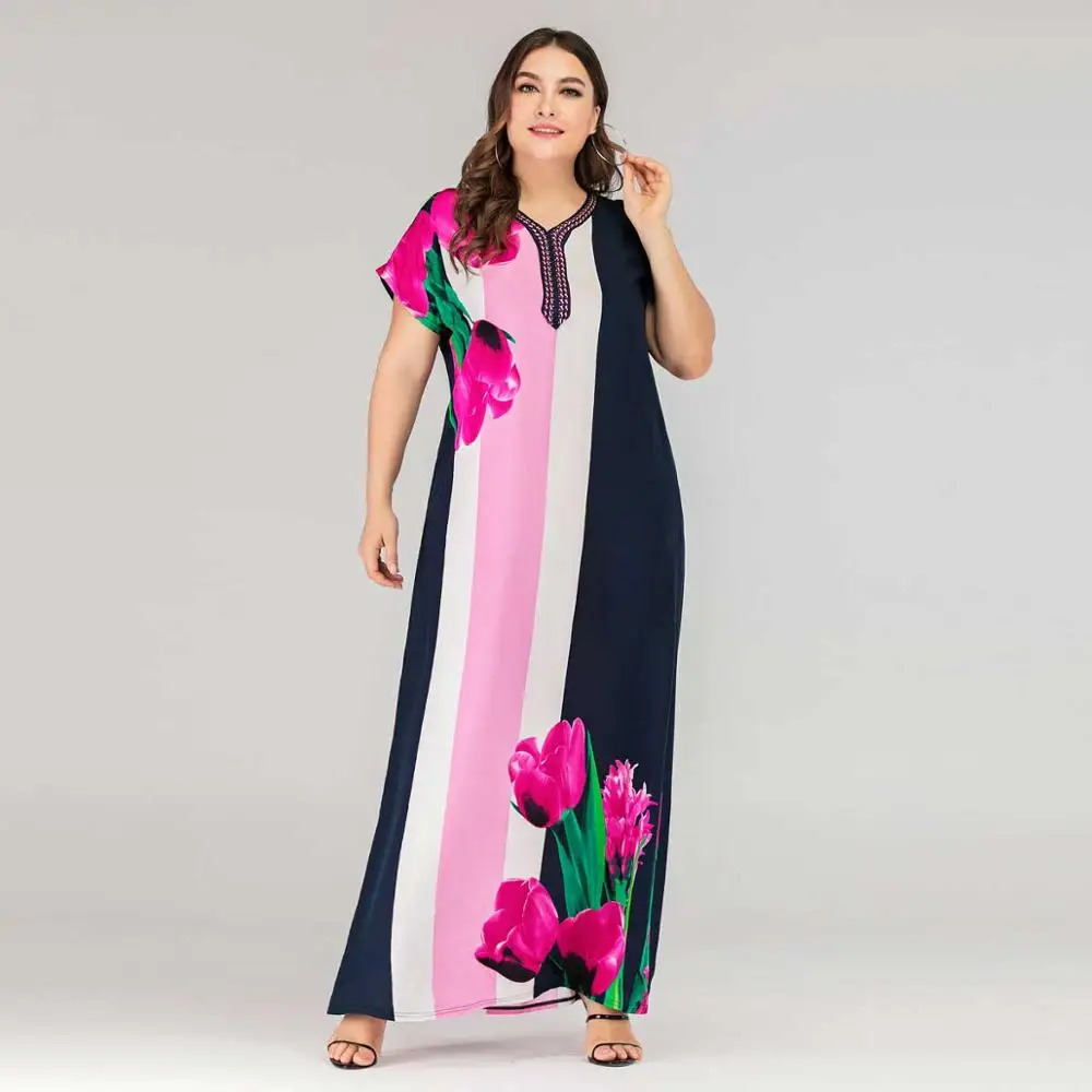 2019 размера плюс женское платье в стиле бохо с этническим растительным принтом