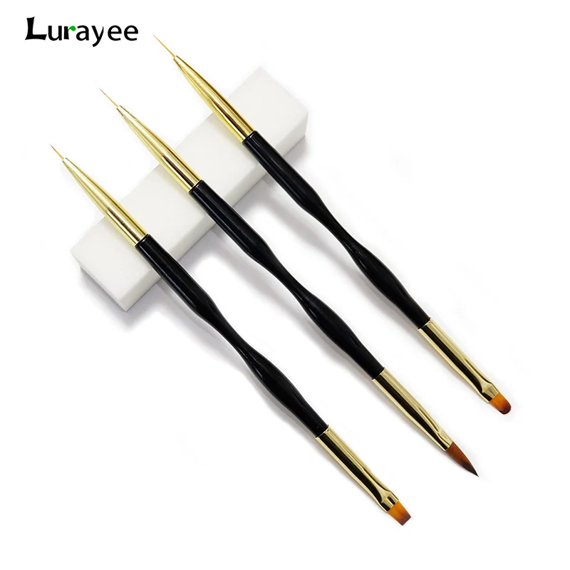 

3pcs Dual-ended Nail Art Brush Acrylic Line Drawing UV Gel Nail Polish Painting Brushes for Manicure Nail Accessoriy and Tool