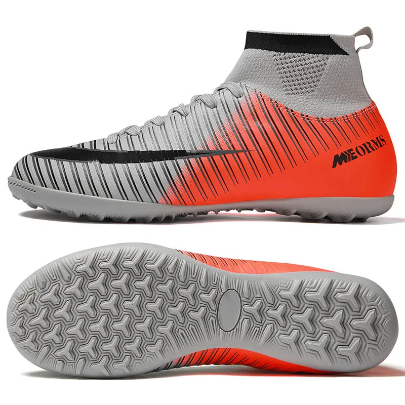 orange turf spikes Мужские футбольные бутсы, футбольные бутсы, футбол в футзале, подростковые ботильоны, высокие футбольные бутсы, детские кроссовки для футзала - Цвет: orange turf spikes