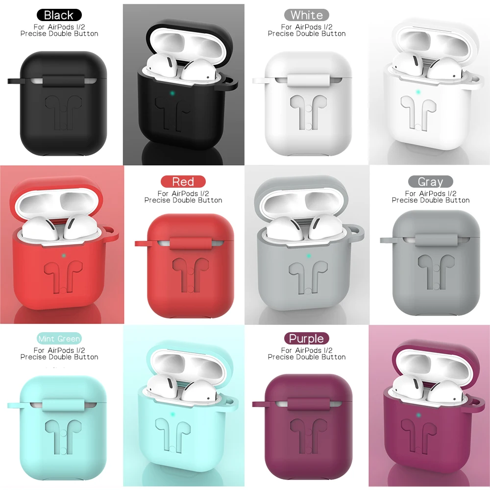 Однотонный Мягкий силиконовый чехол для наушников AirPods беспроводные Bluetooth