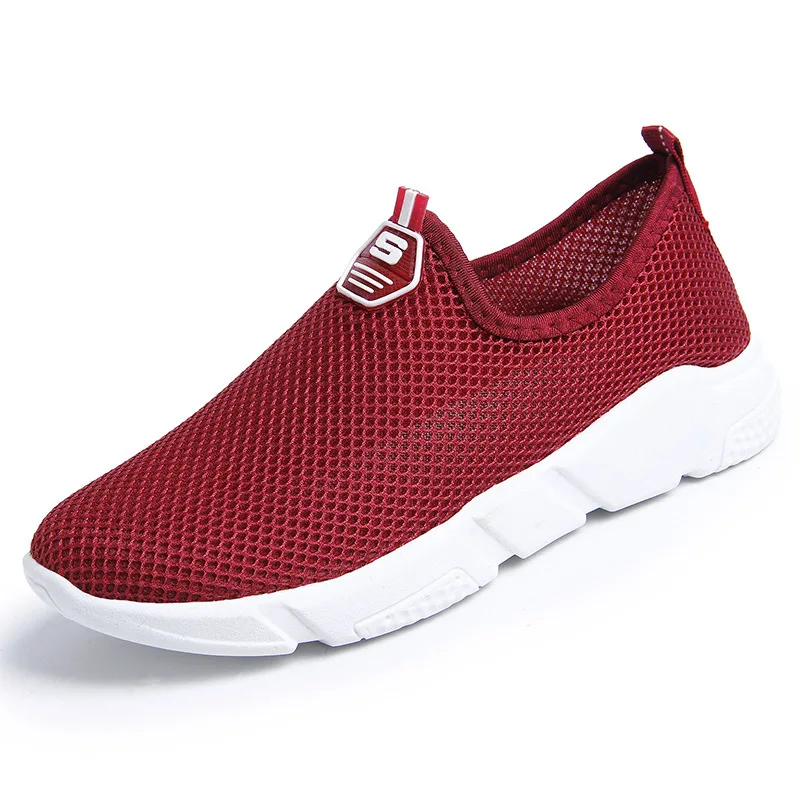 red Женские кроссовки; Вулканизированная обувь; Zapatillas Sock; Женские Летние слипоны на плоской подошве; женские мокасины для прогулки на плоской подошве; большие размеры; - Цвет: red