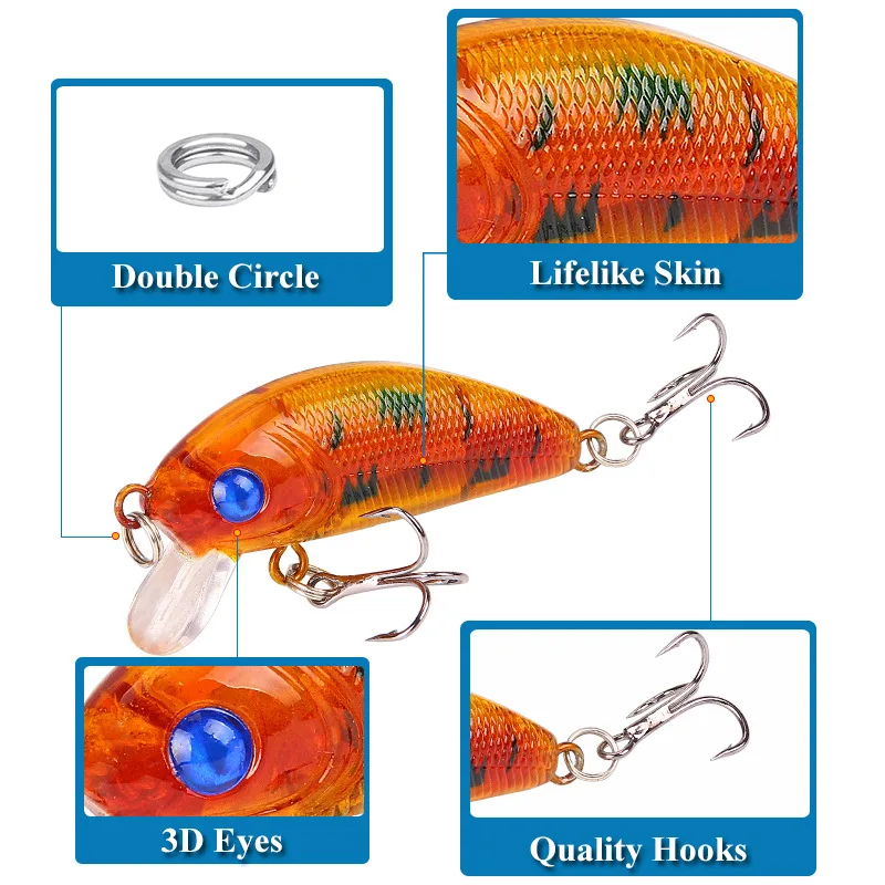 

1PCS Minnow Fishing Lure 50mm4.2g Topwater Hard Bait Wobbler Jig Bait Crankbait Carp Striped bass Pesca Fishing tackle SwimBait