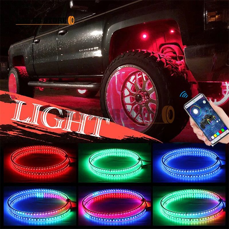 12V DC 4 LED Wheel Ring Lights High Quality Aluminum IP68 Pro RGB Color Chasing 564LEDs Bluetooth Controlled For Brake Discs