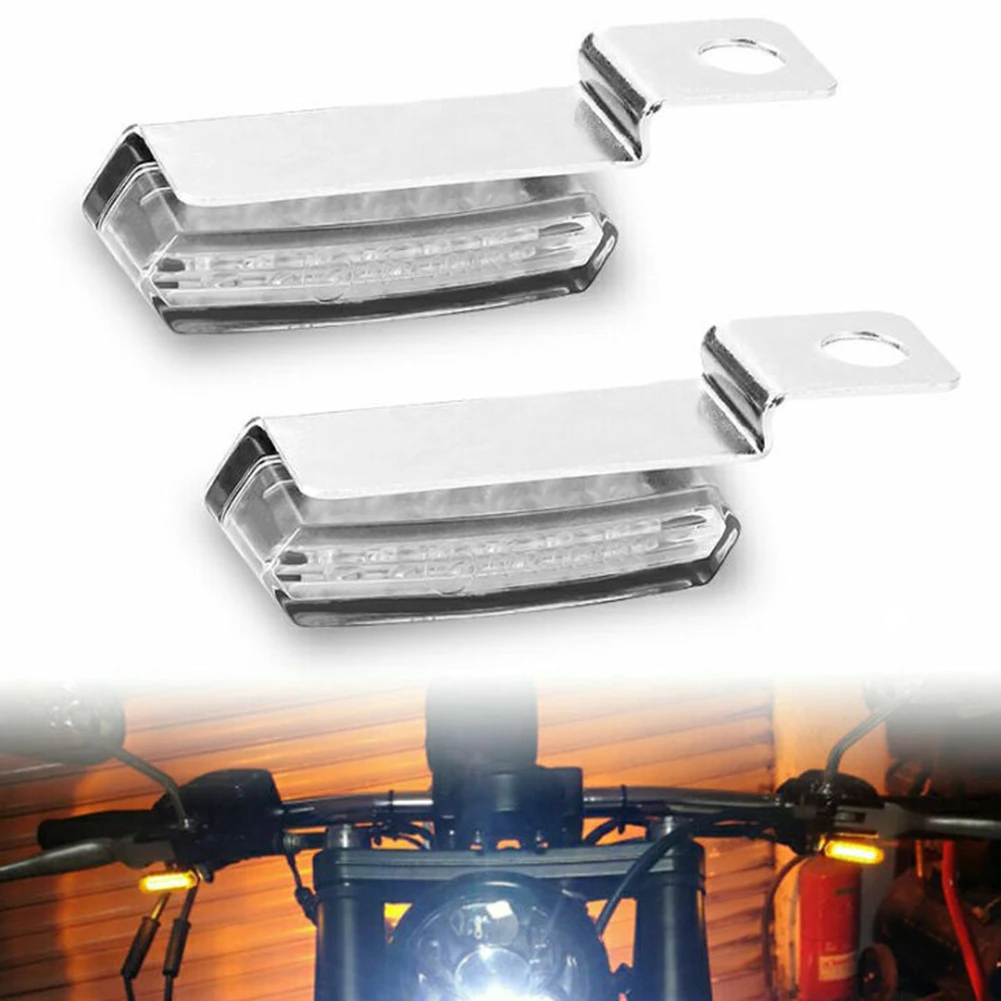2 шт. хромированный Мини светодиодный сигнальный индикатор поворота мотоцикла