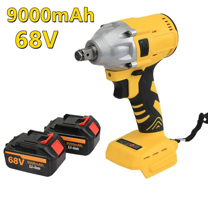 

68V 9000mAh Brushless Cordless Impact Wrench Drilling 2 Li-Ion Battery Charger Drilling Impact Electric Drill Power Tools