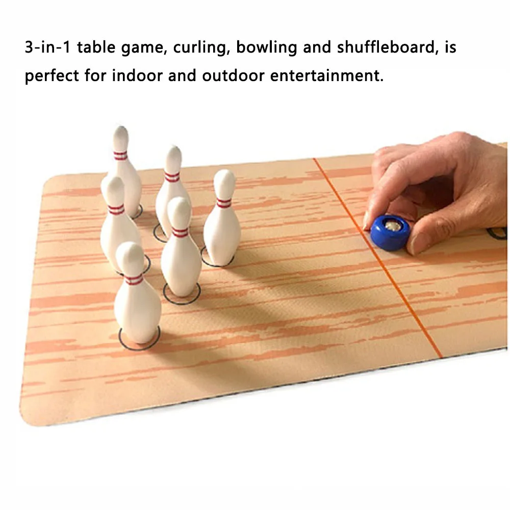 

3-in-1 Table Game Curling Bowling Shuffleboard Table Set Family Games Children Kids Entertainment Accessories