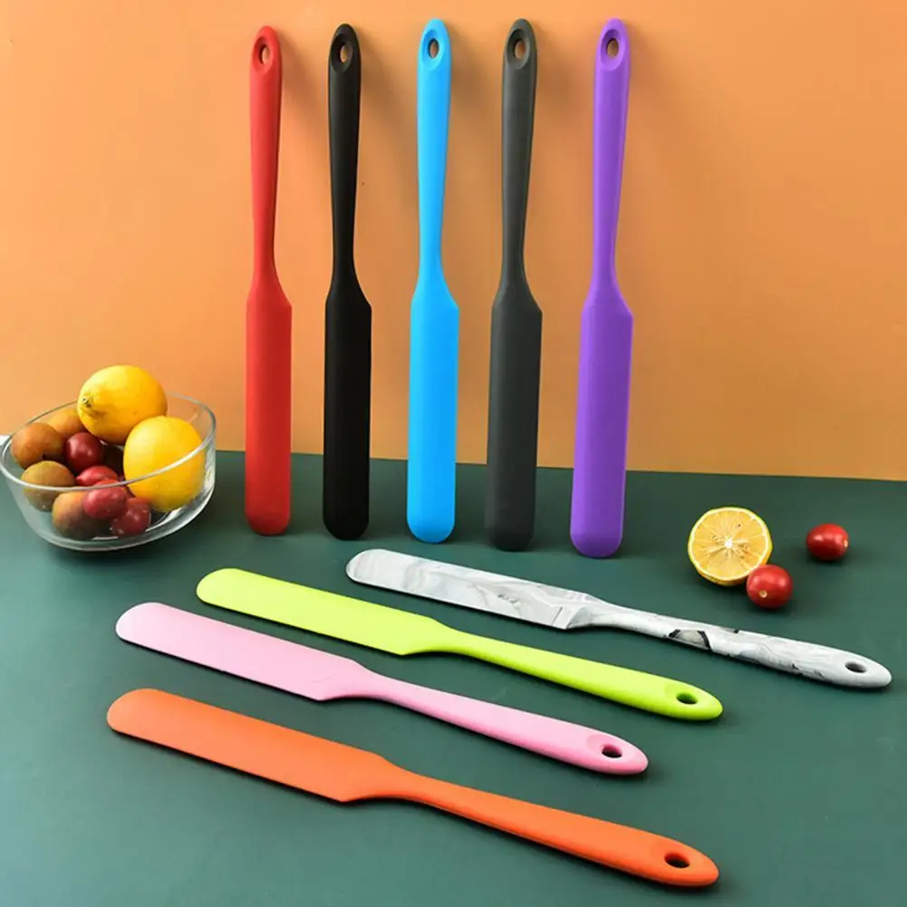 

Slim Spatula Non-Stick Long Handle Heat-resistant Silicone Jar Smoothies Baking Spatula for Stirring