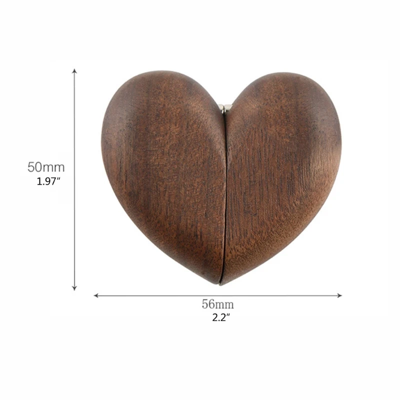 

Magnetic Rings Heart Wooden Box Case Heart Shaped Walnut Wood Ring Box Wood Proposal Engagement Rings Holder Organizers