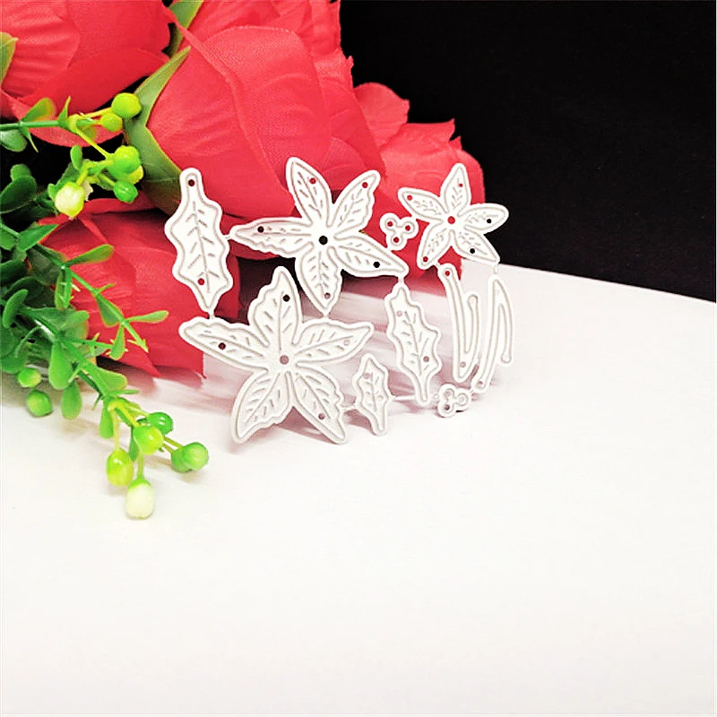 Металлические Вырубные штампы форма для вырезания рождественские цветы листья