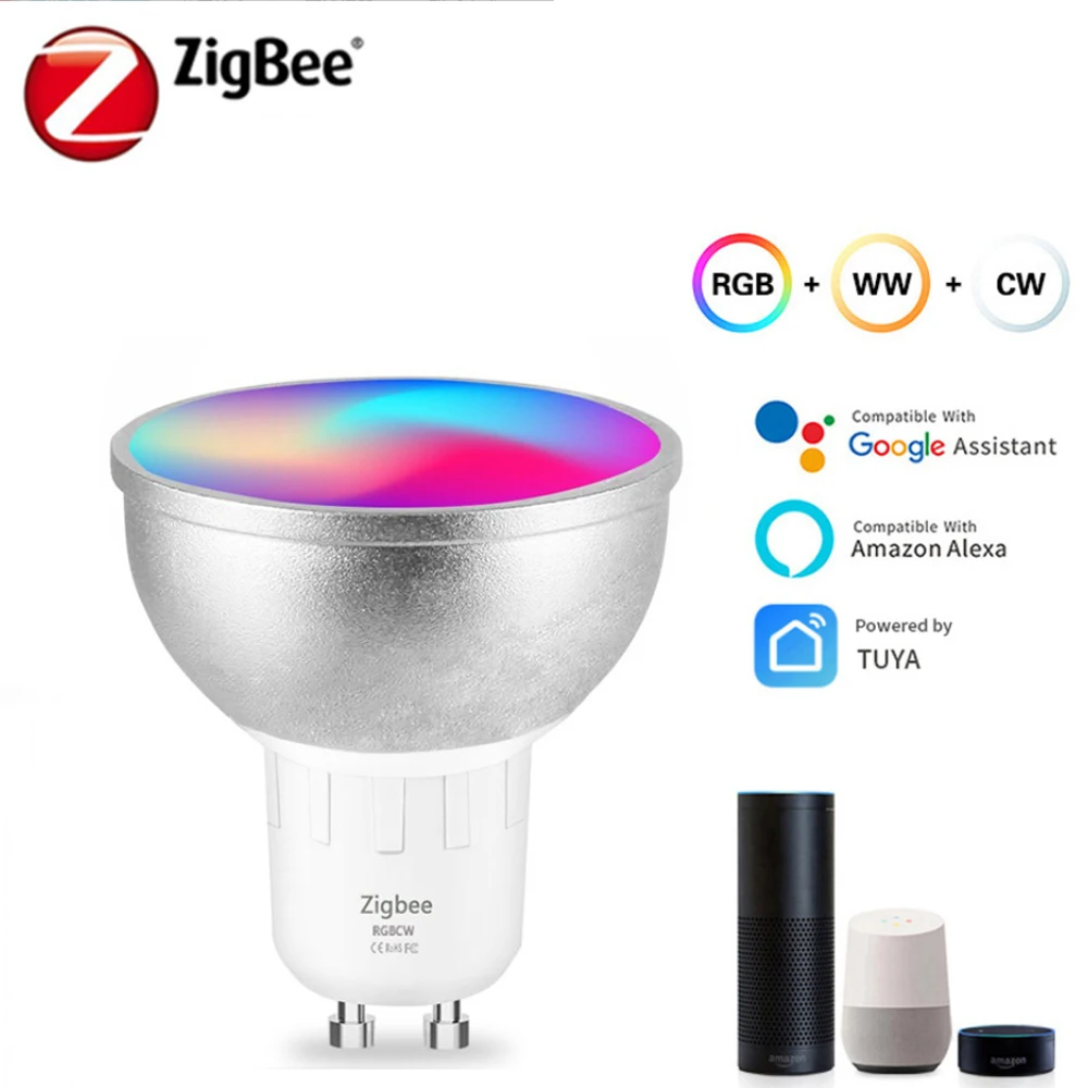 AC85-265V WIFI Tuya Smart Zigbee Light Cup 6W RGBW Dimming Color Toning GU10 Mobile Phone APP Control Spotlight