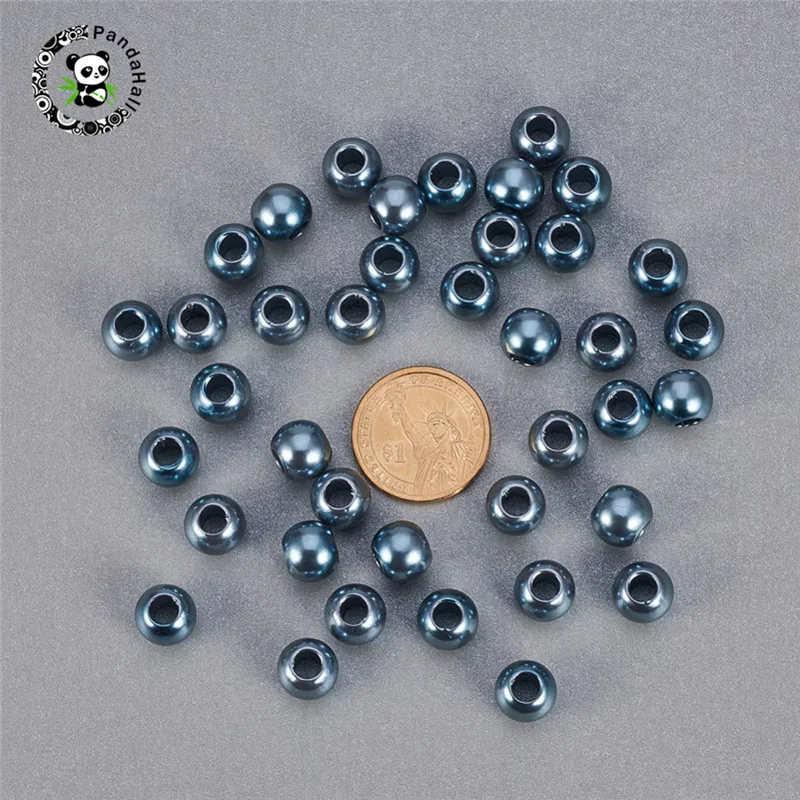 Бусины pandahall из АБС-пластика с имитацией под жемчуг Европейские бусины Рондель