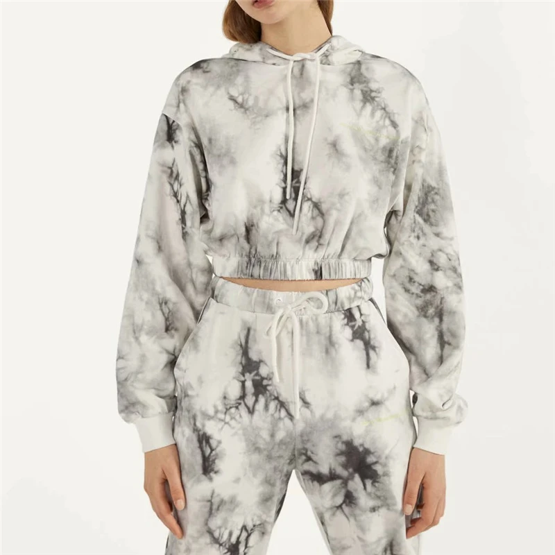 Черные и белые женские элегантные толстовки с принтом 2020 модные стильные