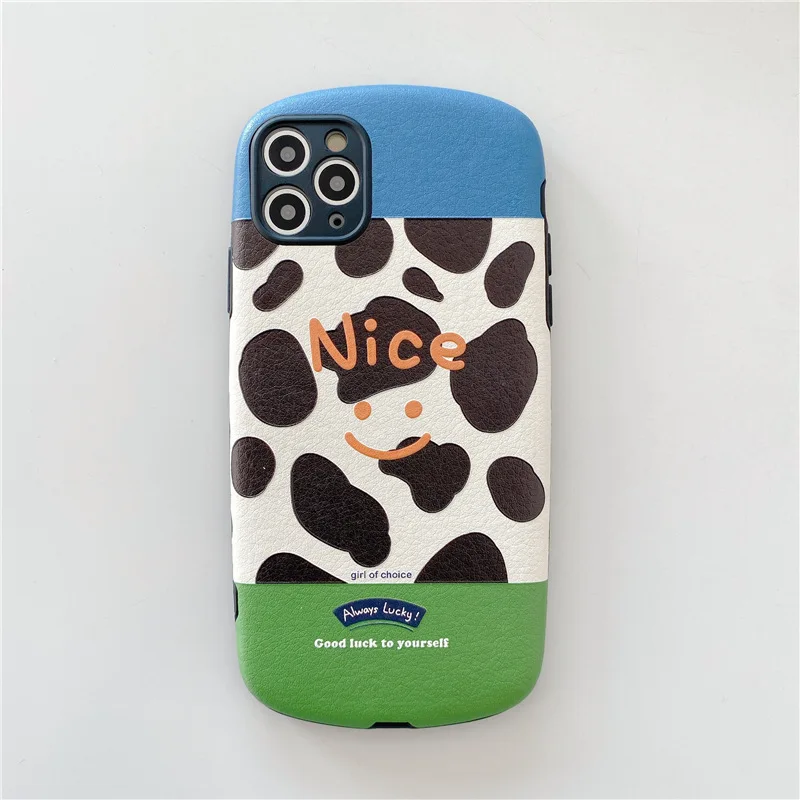 

Cow pattern mobile phone case suitable for iPhone11 12Pro Max mini X XR XS XSMax 8 7PluS anti-drop protective back cover