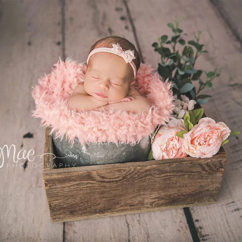 Newborn Photography Props Cuddly Soft Fur Fabric Nest Blanket Baby Posing Shoot Photo Prop Accessories Basket Stuffer Layer