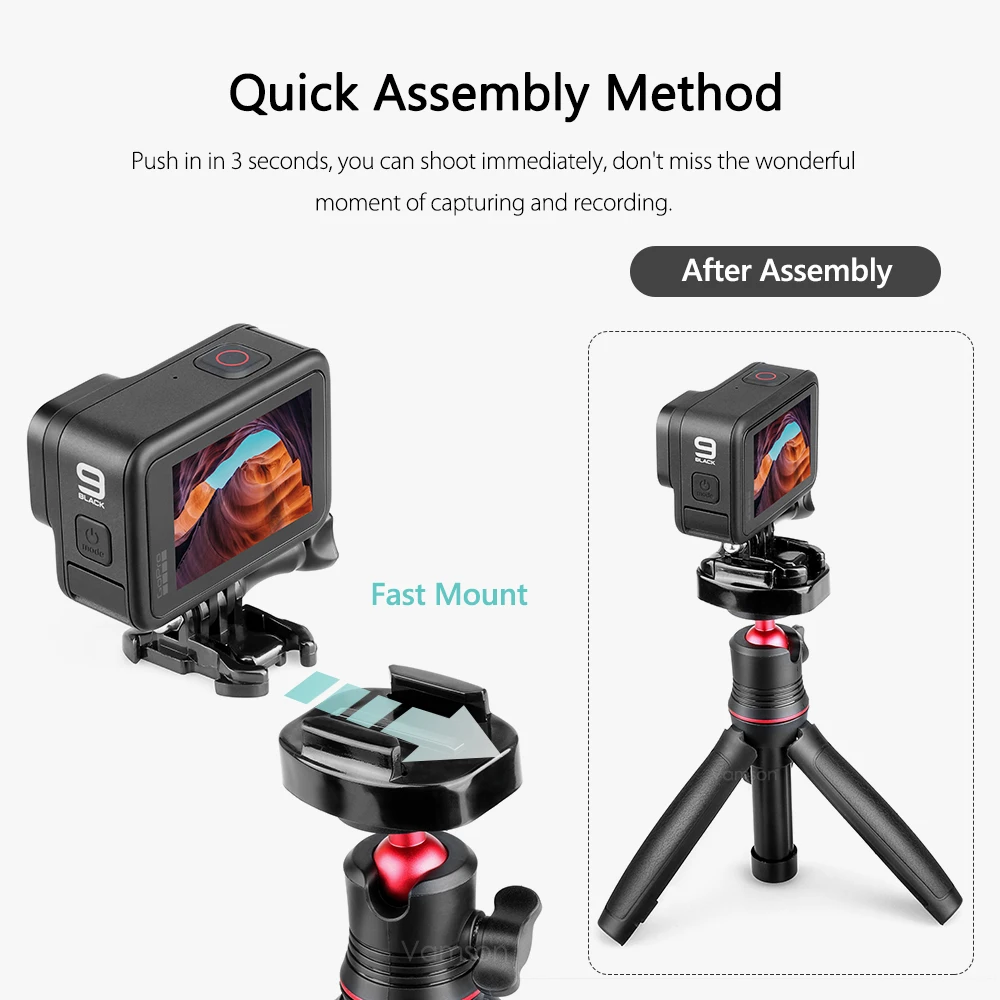 Мини селфи-палка Vamson для Go pro штатив настольная подставка Gopro Hero 10 9 8 7 6 5 с