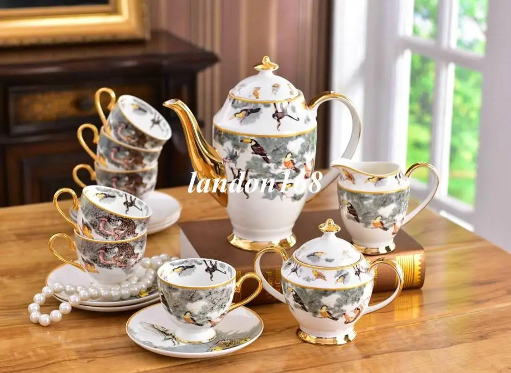15pcs Керамический столовый сервиз 58 шт. набор посуды в западном стиле с изображением тигра, набор посуды, китайские тарелки, Кофейные Наборы - Цвет: 15pcs