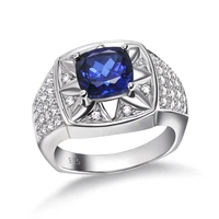 gz zongfa 925 sterling silver blue gemstone classic unisex couples engagement ring fine jewelry