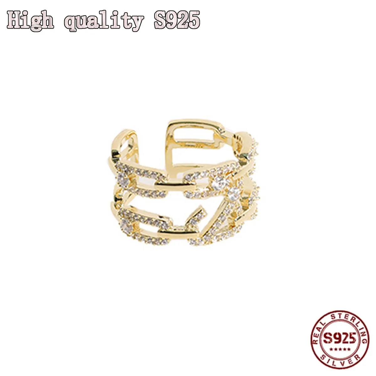 

New High Quality Multi-layer Line Crystal Cross Ring Temperament Open Ring Women's Ring Christmas Gift Luxury Jewelry