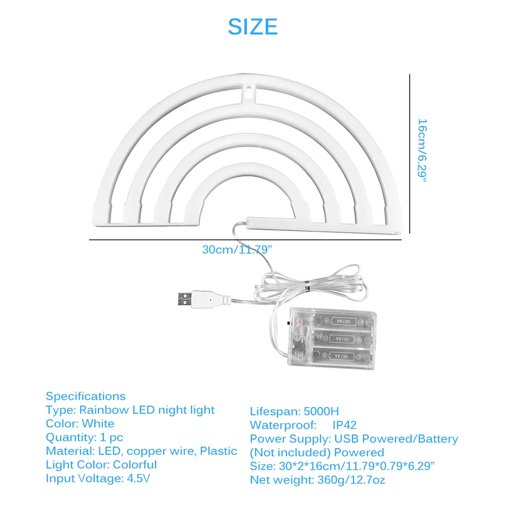 Цветная Радужная неоновая вывеска светодиодная светильник ПА для спальни