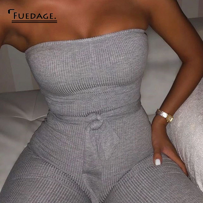 Fuedage осенний сексуальный женский комбинезон облегающие комбинезоны с открытой