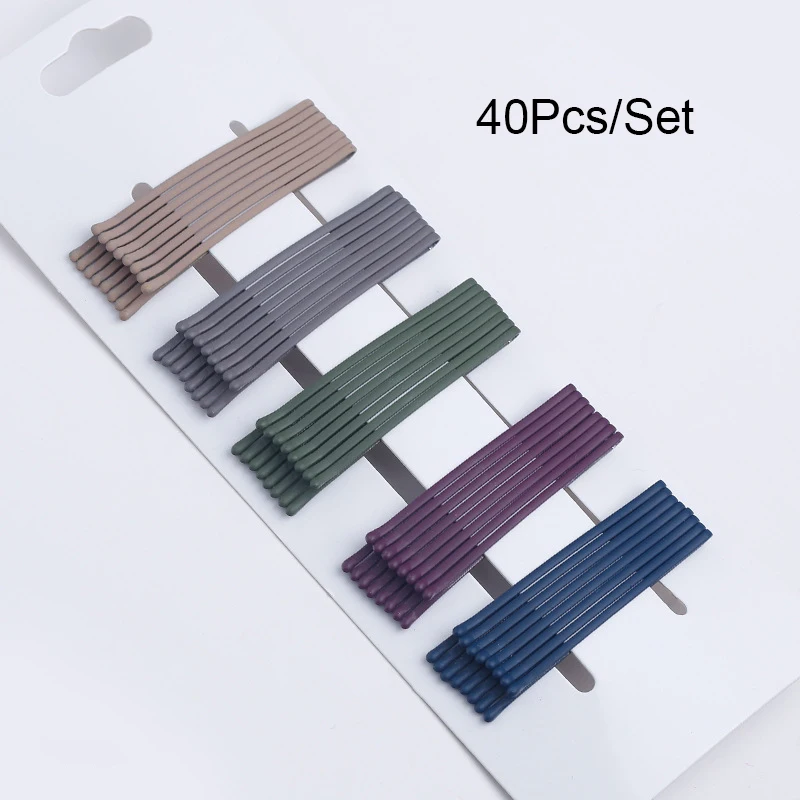 

40Pcs/Set Solid Hair Grips Wedding Alloy Bobby Pin Color Candy Hair Clip Barrette Hairpin Hair Accessories Side Wire Word Folder