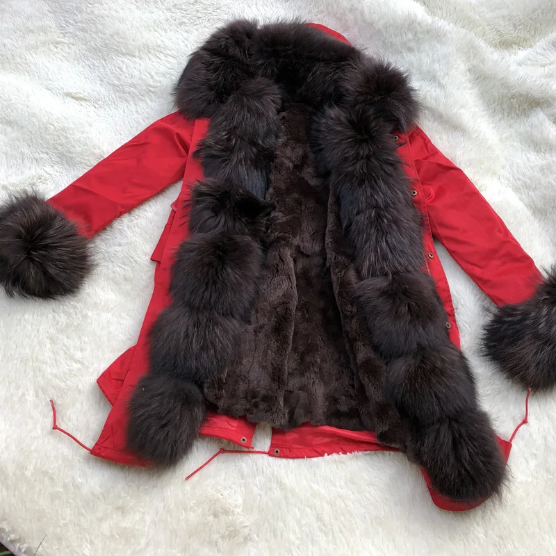 Fandy lokar FL парка из натурального меха зимняя женская куртка модная парка из натурального меха лисы с подкладкой из натурального меха кролика меховые пальто