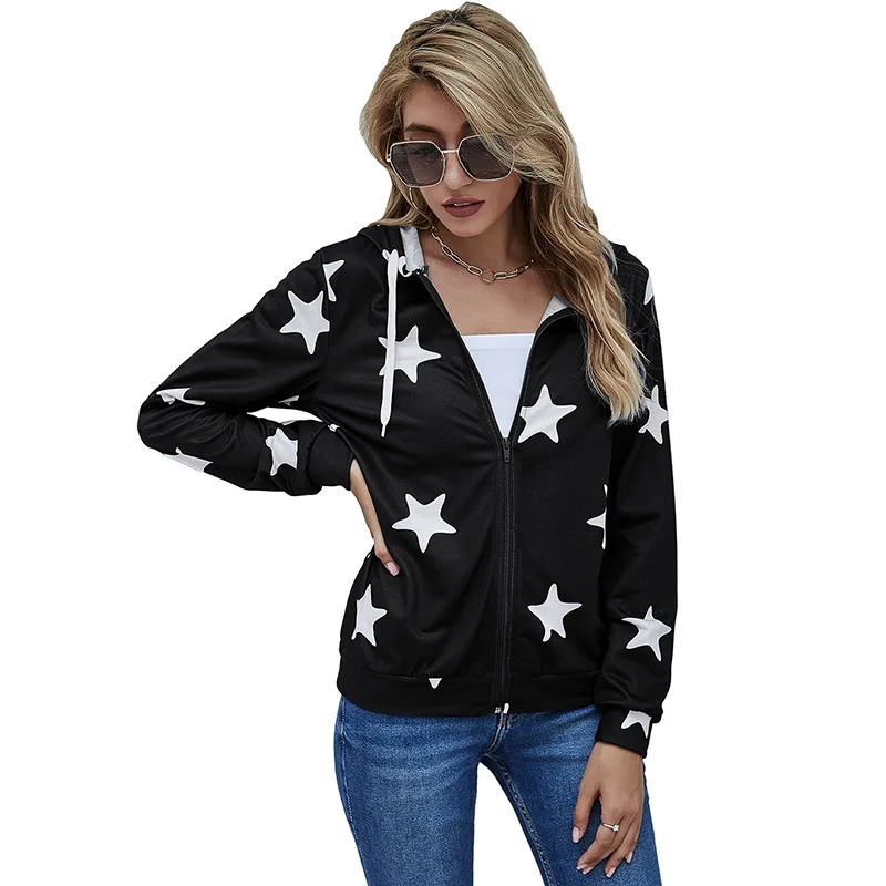 

WEPBEL Women's New Star Hooded Sweater Women Sweatshirt Hooded Hoodie Pullover Autumn Winter