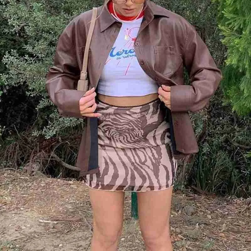 

Мини-коричневая юбка из сетчатой ткани «вареный» Зебра печати уличная юбка Соблазнительные босоножки в винтажном стиле S-L женские юбки обл...