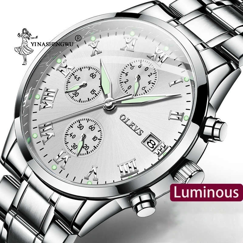 

Men's Watches Popular Luminous Men's Watches In Europe And America Business Steel Band Large Dial Waterproof Quartz Watches