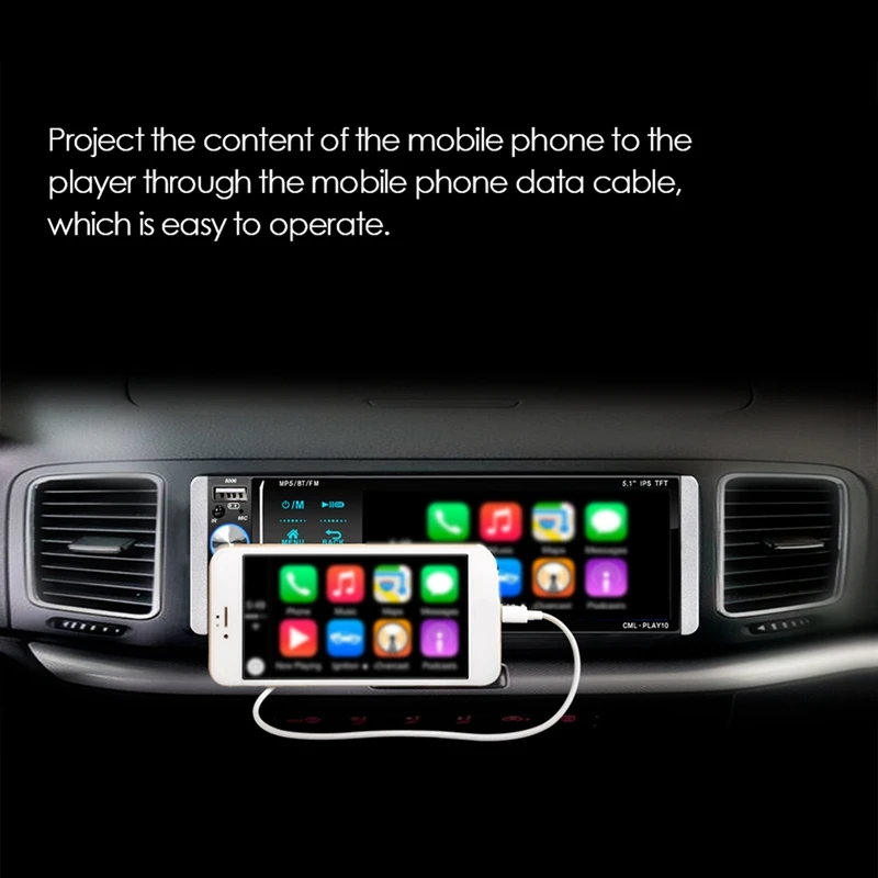 

1 Din 5.1Inch Car Bluetooth Audio Video MP5 Player TF USB Fast Charging ISO Remote Stereo System Head Unit