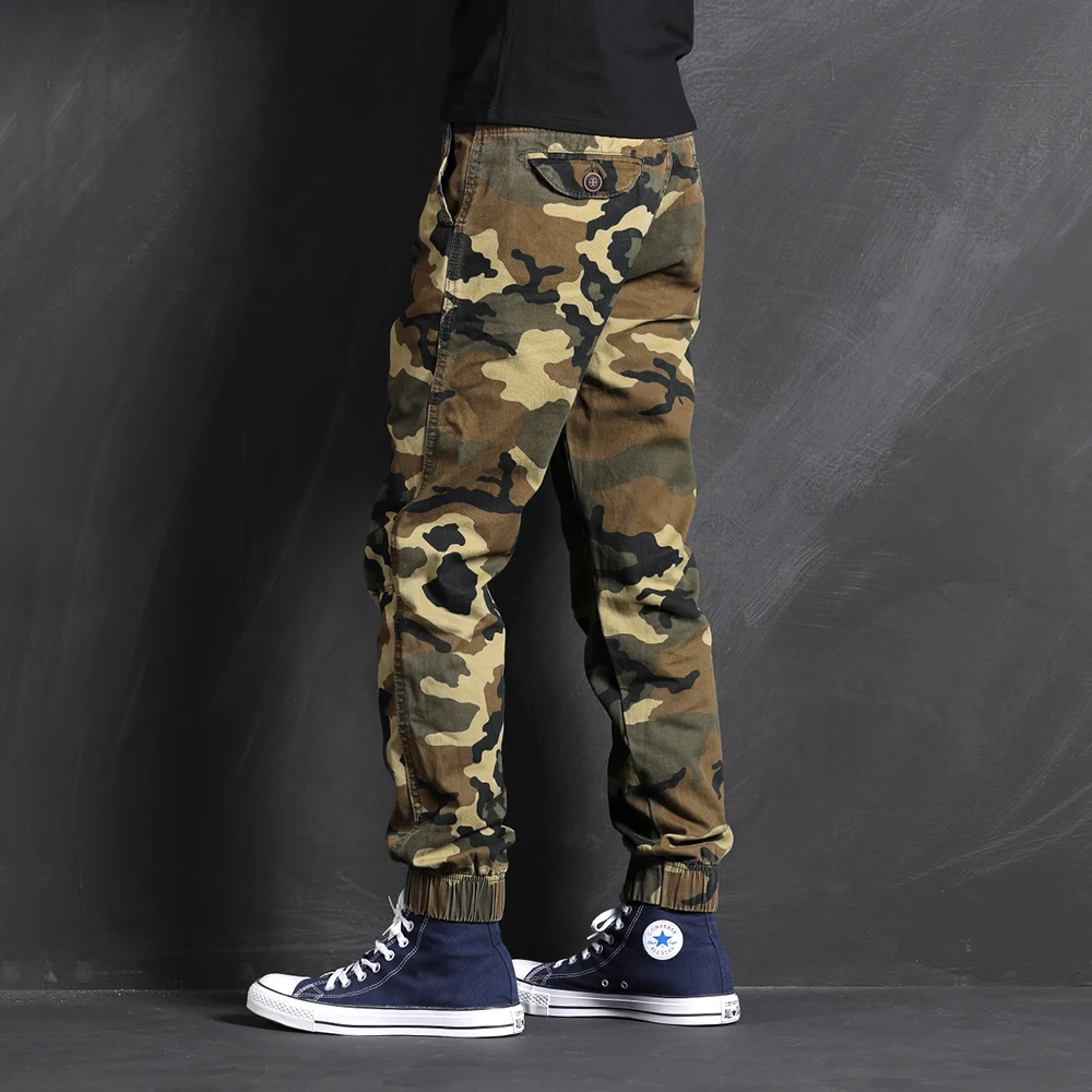 Мужские брюки карго в стиле милитари серые камуфляжные свободные джоггеры
