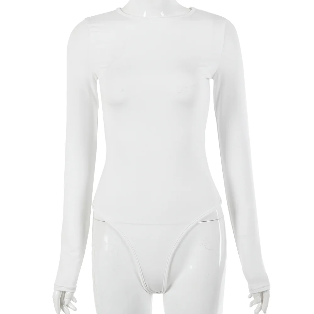 

Hot sale 2020 new women's fashion solid color long sleeve one piece