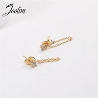 trendy earring pvd gold finish simple retro chain earring stainless steel tarnish free gold jewelry wholesale