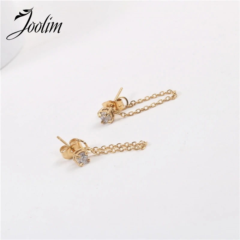 Модные серьги PVD с золотым покрытием Простые ретро-серьги-цепочки ювелирные