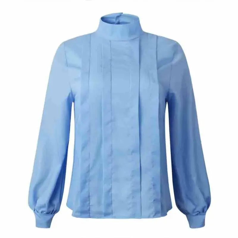 Meihuida Женская Блузка офисная с длинным рукавом-фонариком высоким воротником