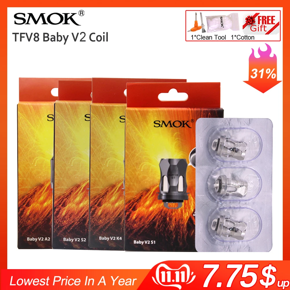 Оригинальный электронных сигарет SMOK TFV8 Детские V2 S1 S2 A1 A2 головка катушки