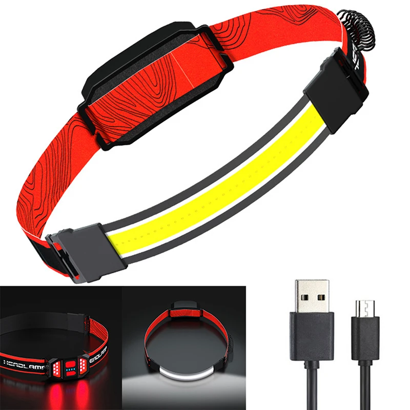 

COB LED Headlamp Riding Headlamp Head Torch Light USB Rechargeable Work Light