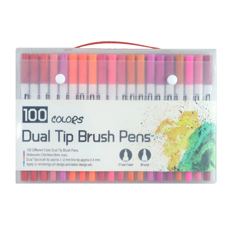 

100 PCS Colors Dual Tip Brush Pen FineLiner and Brush Watercolor Pens Drawing Painting for Art Marker Coloring Manga Brush Pens