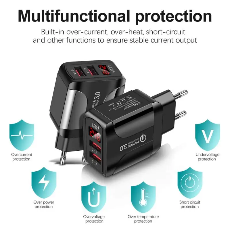 Двойной USB цифровой дисплей Зарядка для iPhone Samsung Xiaomi 2.4A Макс быстрое зарядное