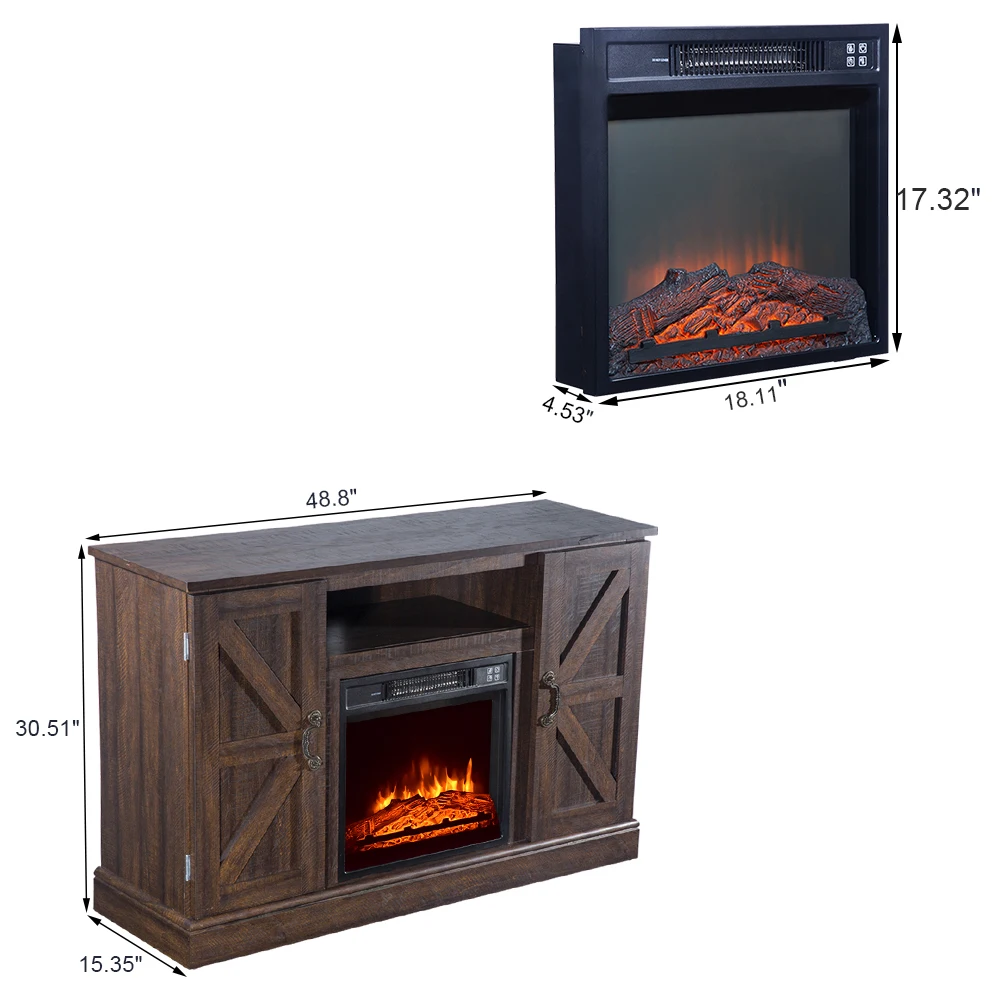 

ZOKOP SF103-18G HA115-47 47 Inch Log Brown Fireplace TV Cabinet 1400W Single Color/Fake Firewood/Heating Wire/With Small Remote