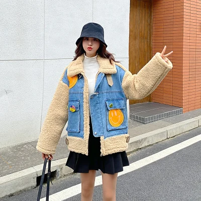 

Женские зимние пальто и куртки в стиле преппи, утепленная женская куртка из оленьей кожи, Женское пальто, джинсовое пальто